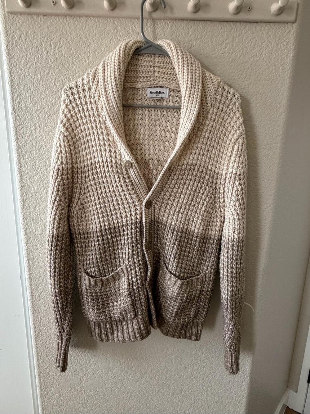 Goodfellow & Co Cream and Taupe Ombre Shawl Collar Cardigan